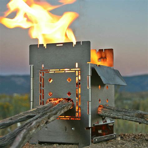 metal box camp stove|folding campfire stove.